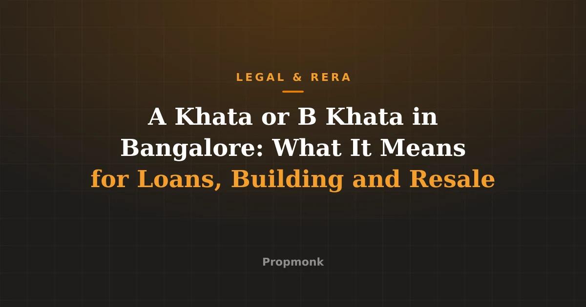 A Khata or B Khata in Bangalore: What It Means for Loans, Building and Resale