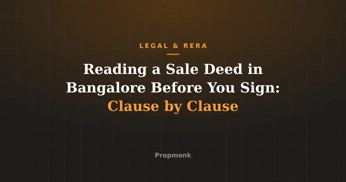 Reading a Sale Deed in Bangalore Before You Sign: Clause by Clause