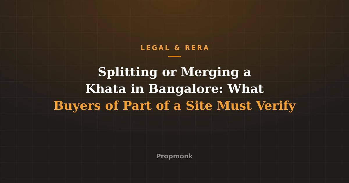 Splitting or Merging a Khata in Bangalore: What Buyers of Part of a Site Must Verify