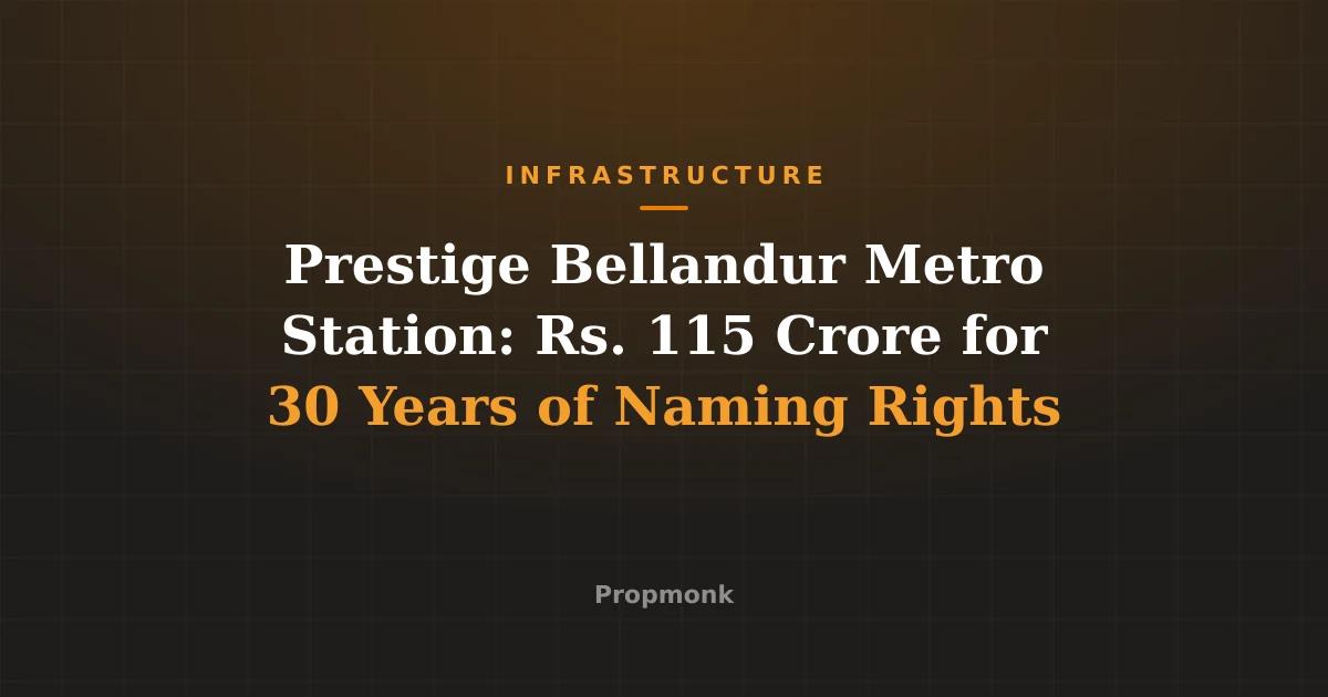 Prestige Bellandur Metro Station: Rs. 115 Crore for 30 Years of Naming Rights