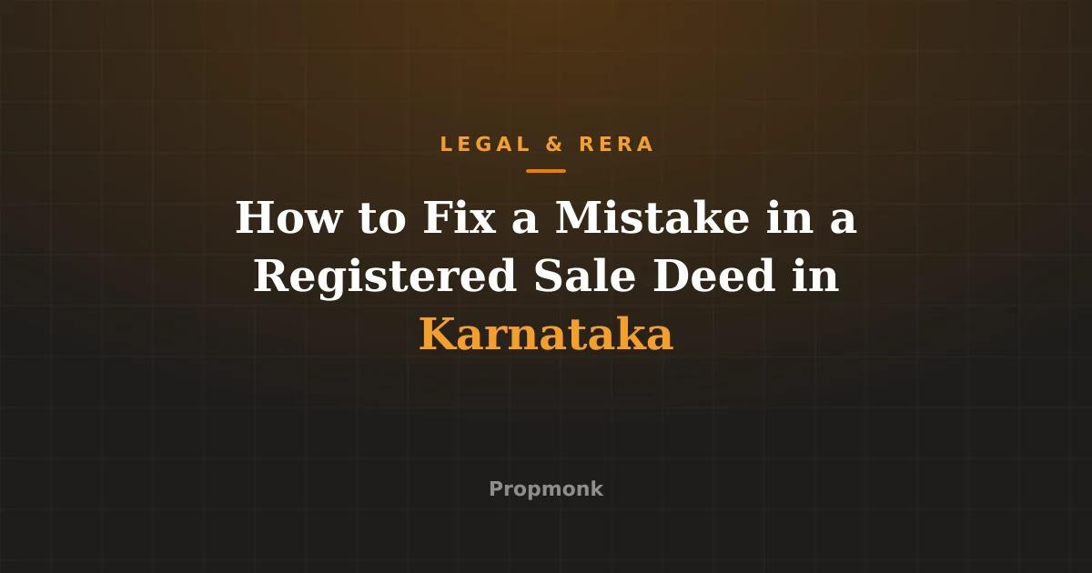 How to Fix a Mistake in a Registered Sale Deed in Karnataka