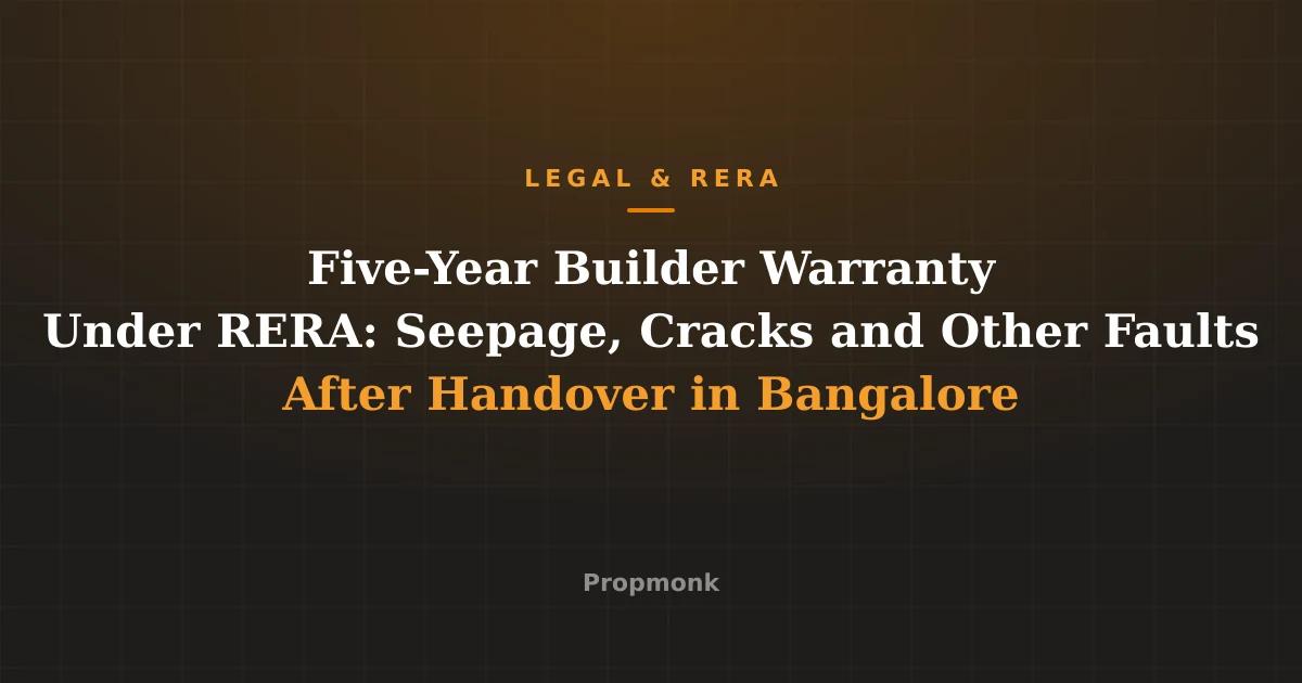 Five-Year Builder Warranty Under RERA: Seepage, Cracks and Other Faults After Handover in Bangalore