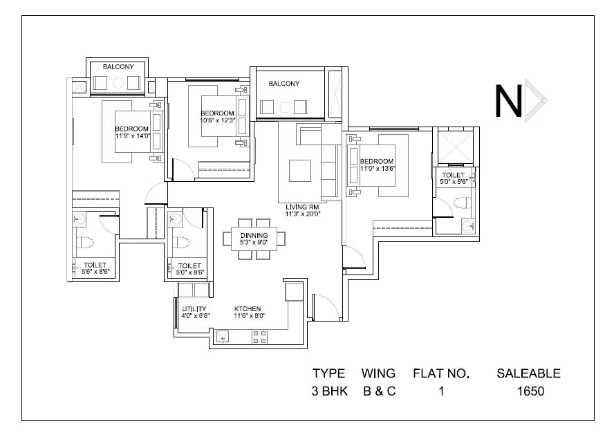 Hiranandani Glen Classic Floor Plan
