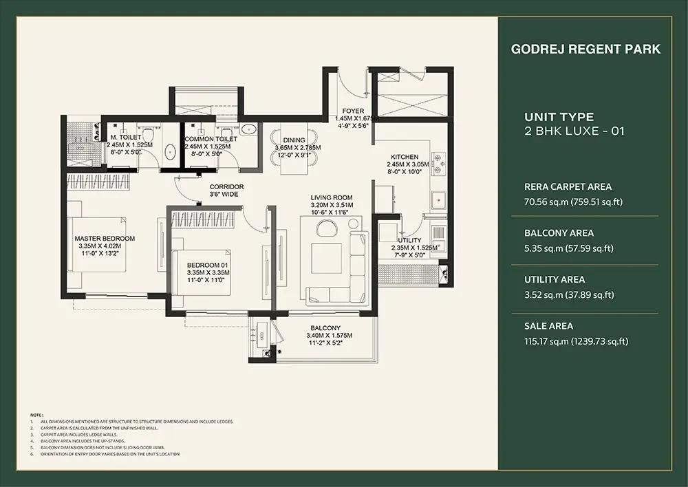 2bhk luxe 1239 godrej regent park kada agrahara