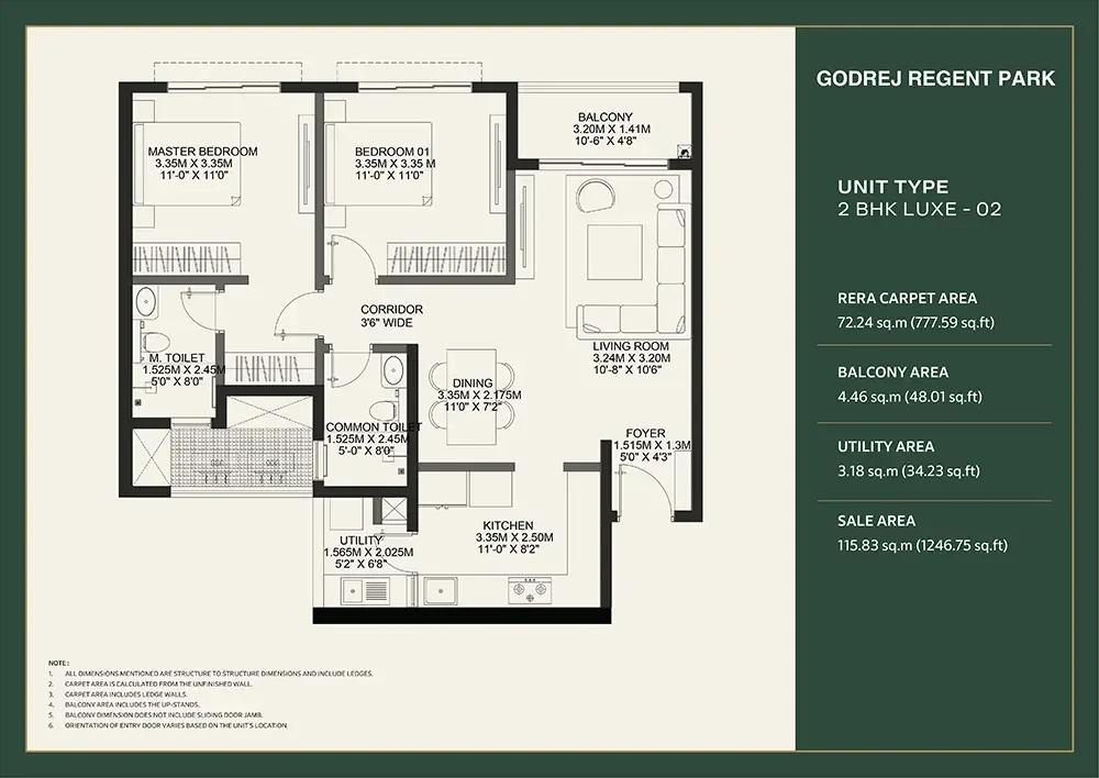 2bhk luxe 1246 godrej regent park kada agrahara