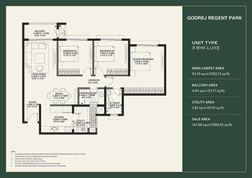 3bhk luxe 1589 godrej regent park kada agrahara