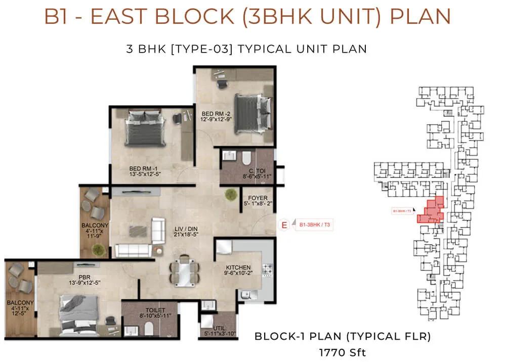 3BHK 1770 - Nandi Meraki