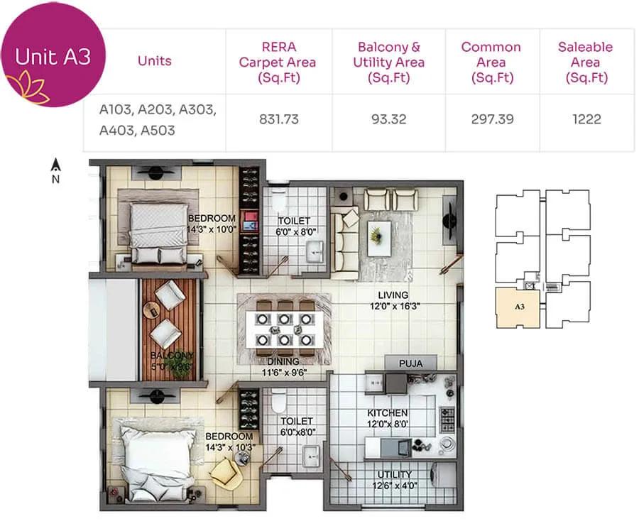 2BHK 1222 - TVH Nivaan Saligramam