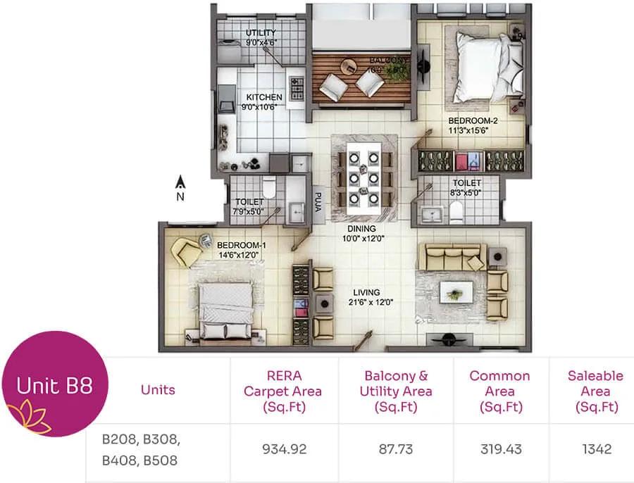 2BHK 1342 - TVH Nivaan Saligramam