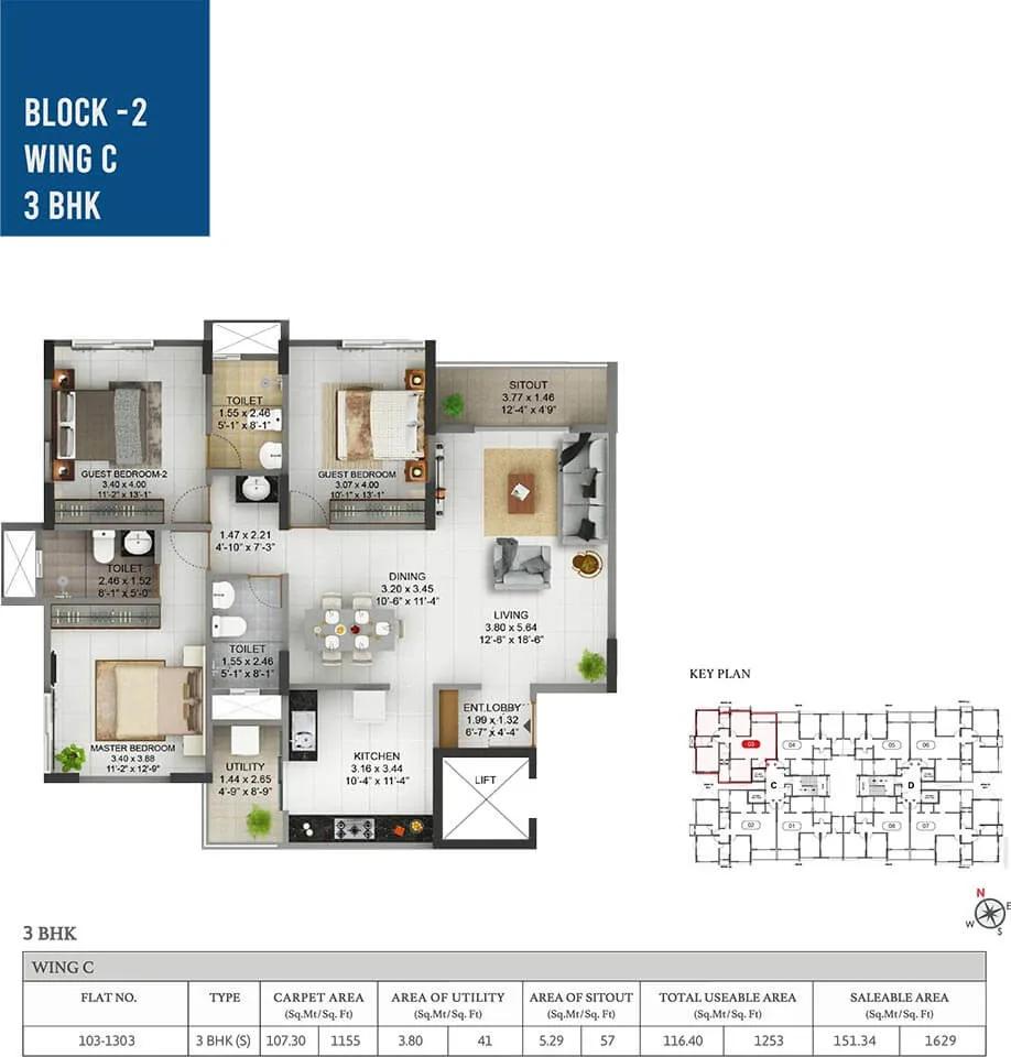 3 BHK - 1629 - Pride Pegasus Hennur