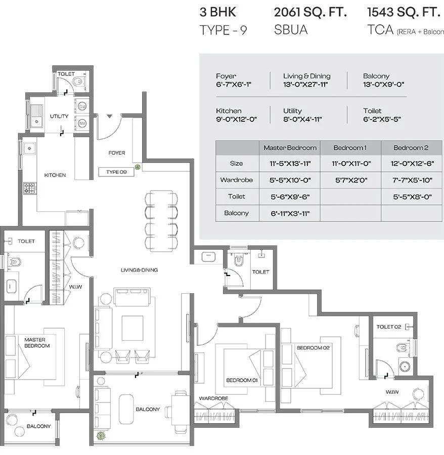 3BHK 2061 - Assetz Codename Altitude