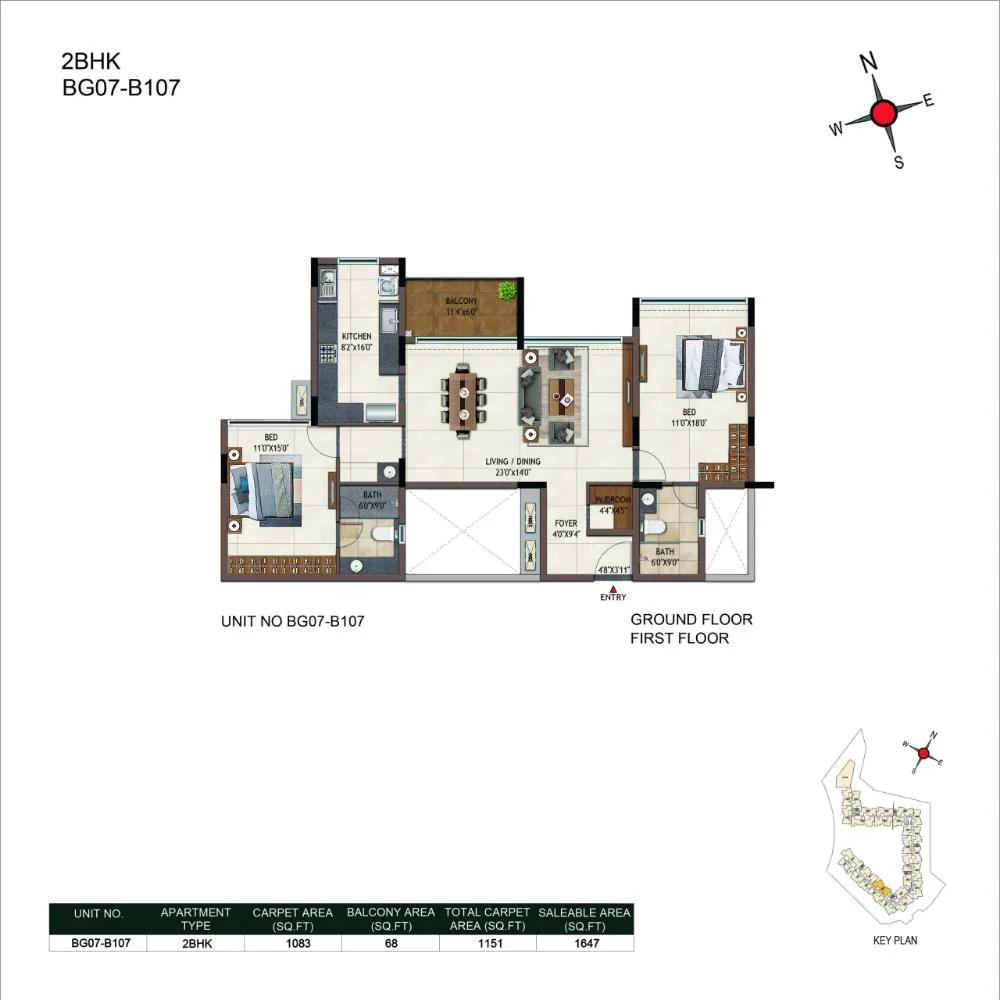 2BHK 1647 - Casagrand Promenade