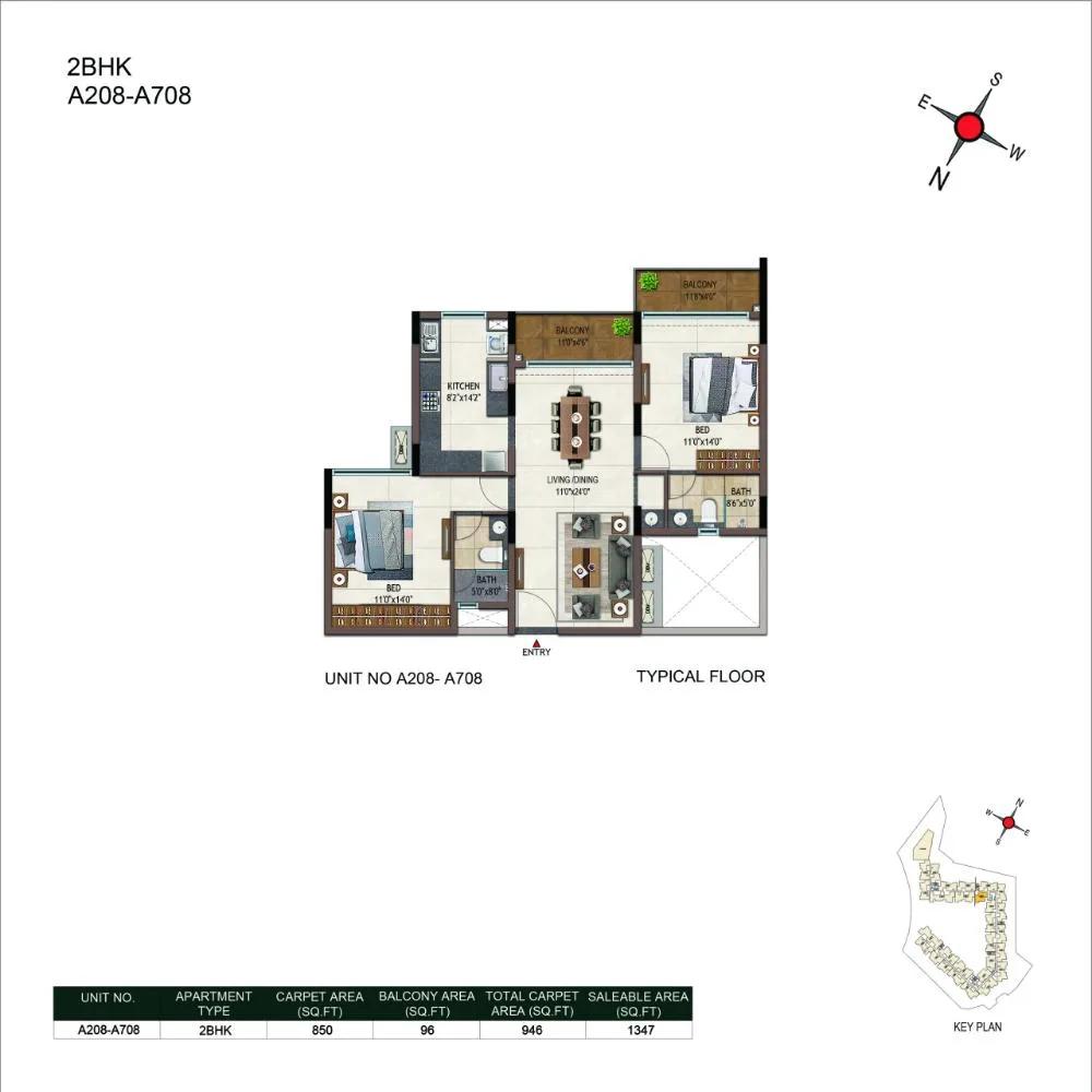 2BHK 1347 - Casagrand Promenade