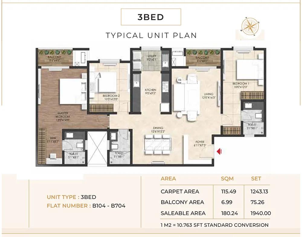 3BHK-1940-Shriram-Esquire-Koramangala