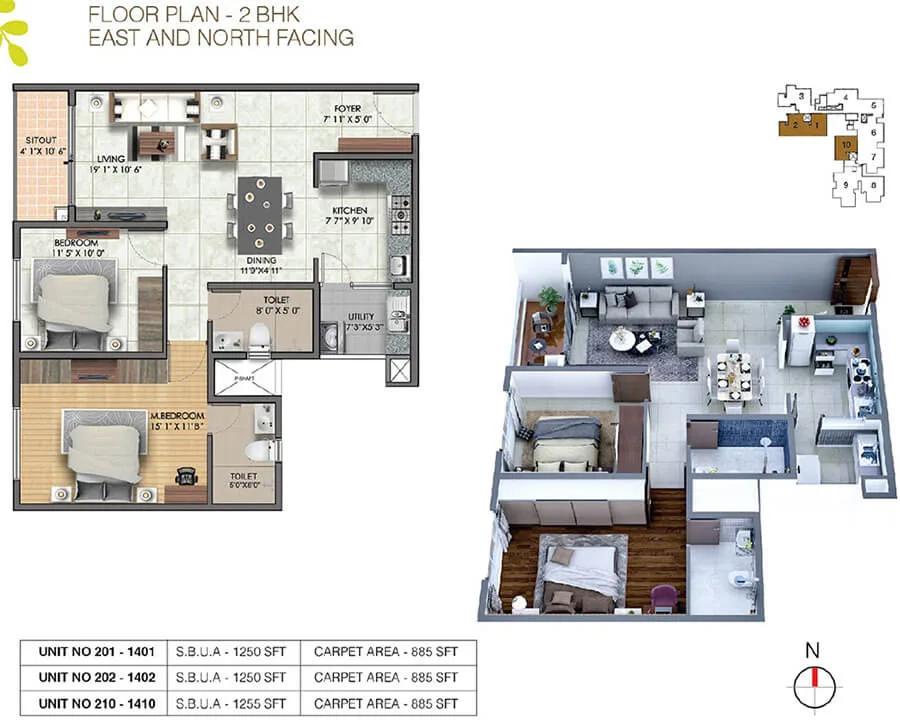 2BHK 1250 - Sumadhura Sushantham