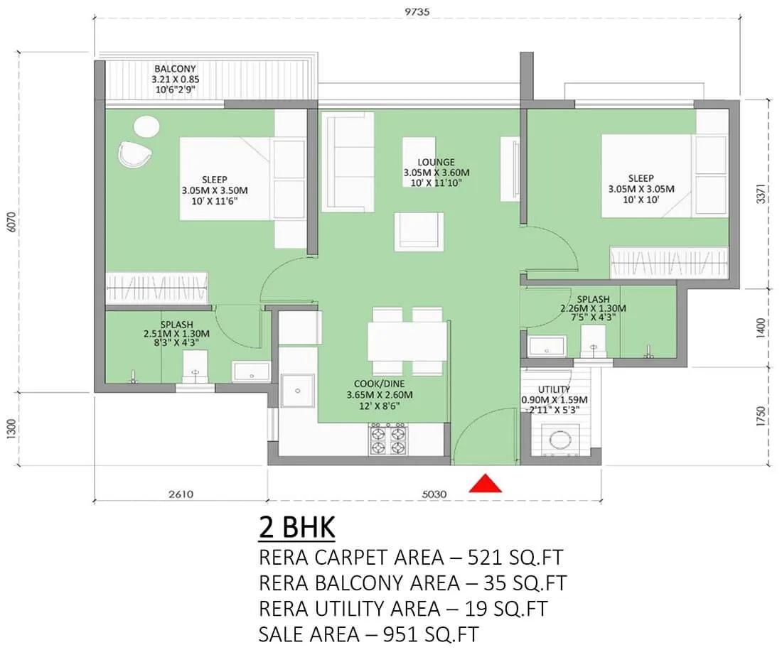 2 BHK - 951 - Godrej Royale Woods Devanahalli