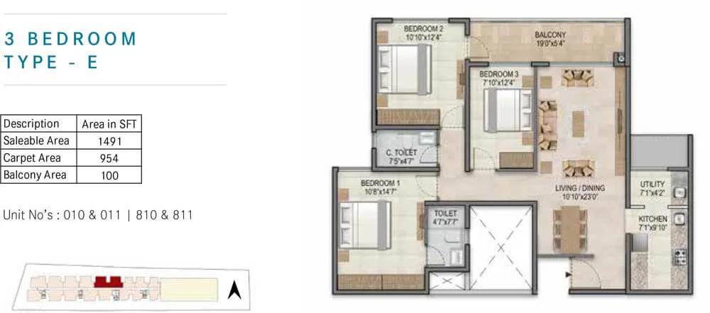 3 BHK E - 1491 - Century Horizon Jakkur