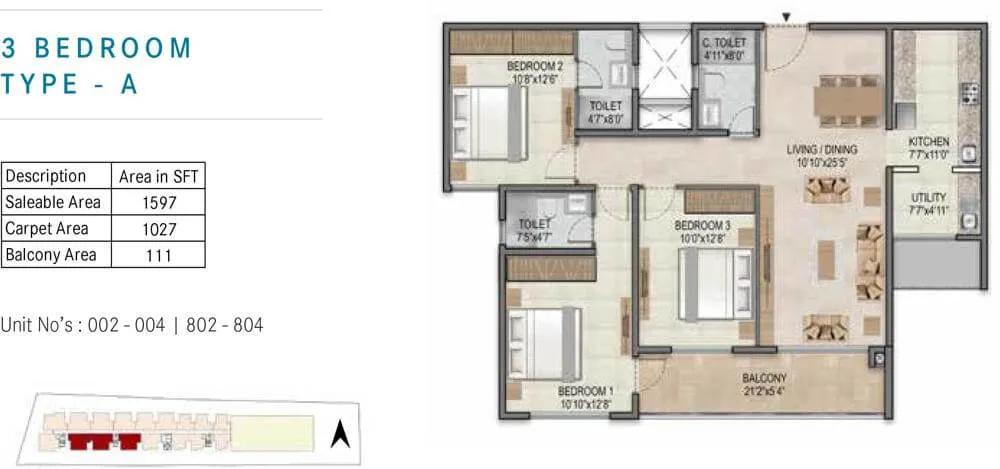 3 BHK A - 1597 - Century Horizon Jakkur