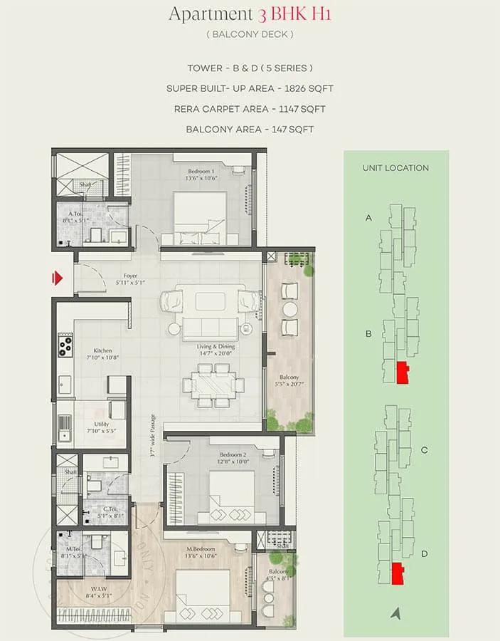 3bhk 1826 dnr parklink Phase 2