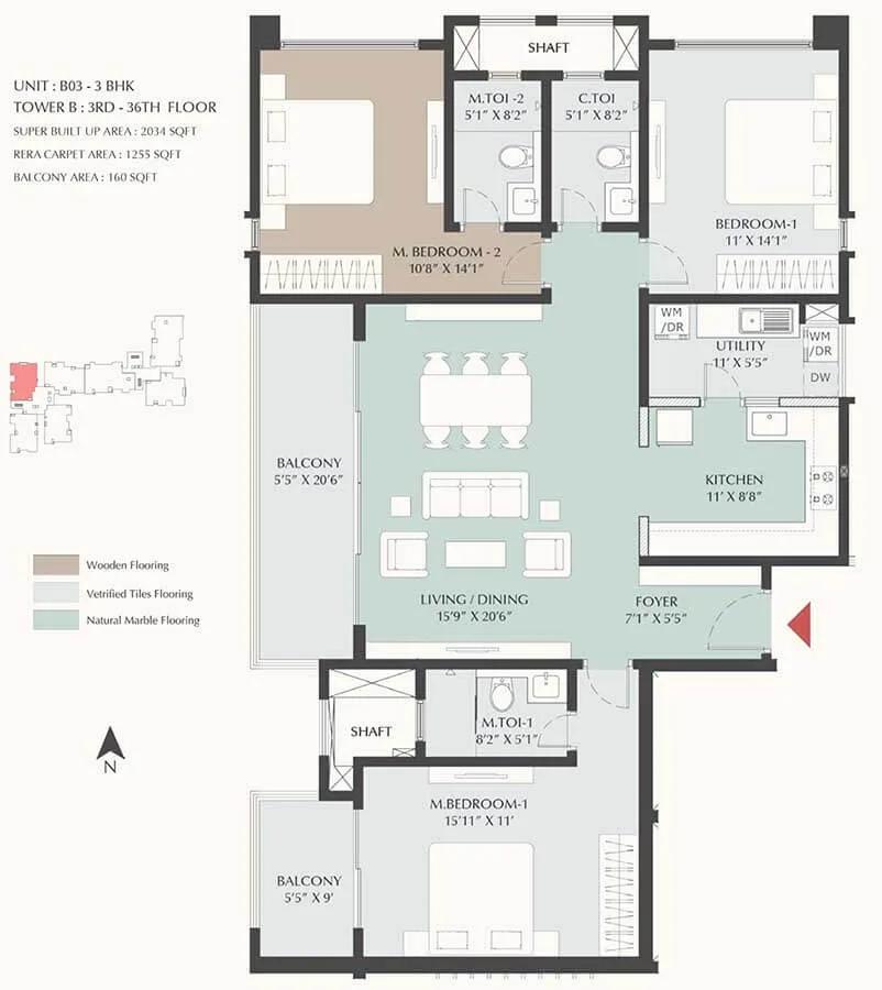 2034 3BHK - DNR Highline