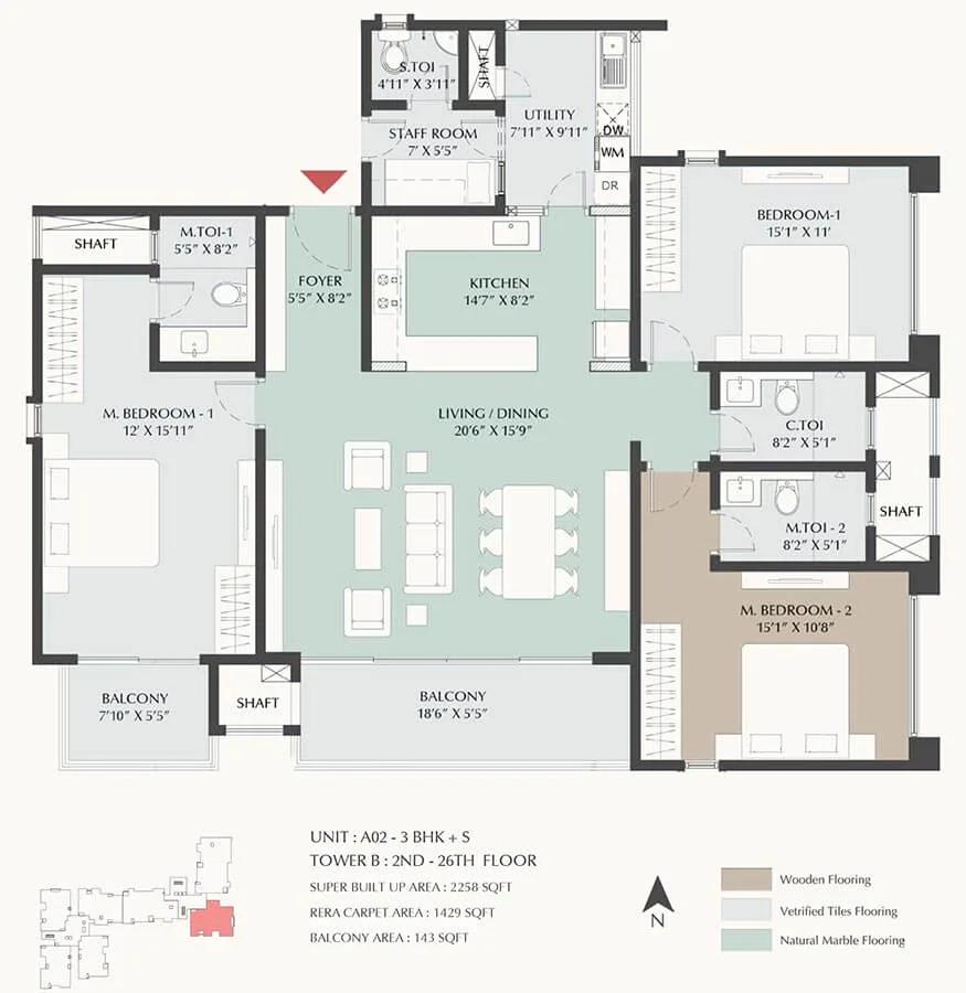 2258 3BHK+S - DNR Highline