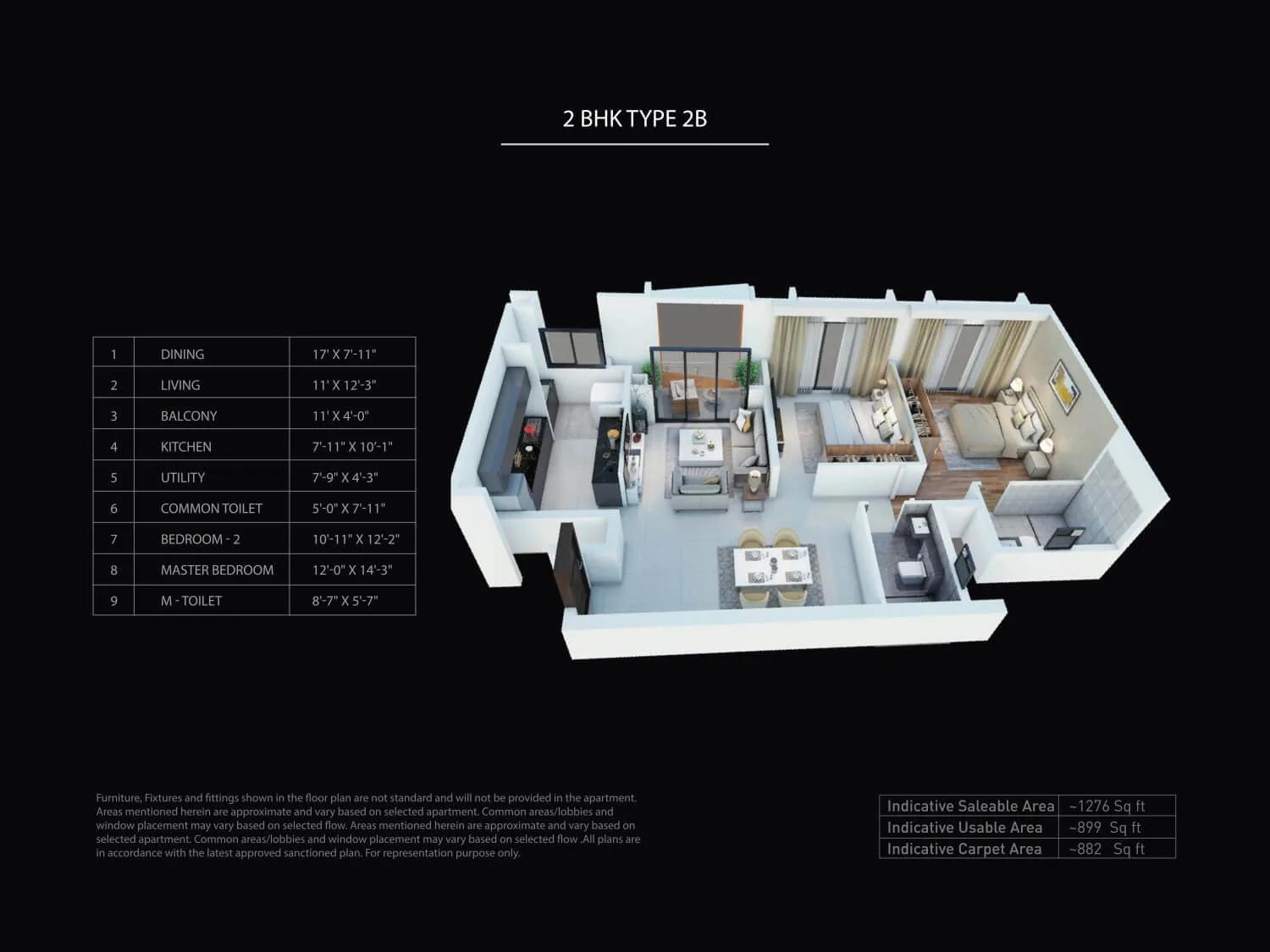 Purva Atmosphere Floor Plan 2 Bhk Type 2