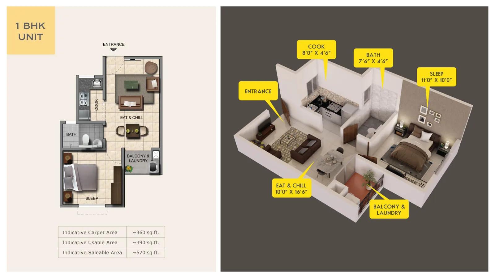 Provident Capella Floor Plan 1 BHK