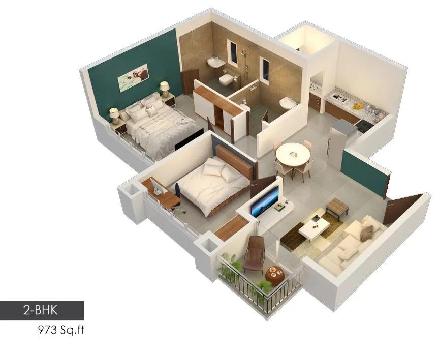 2 BHK – 973 – Embassy Edge