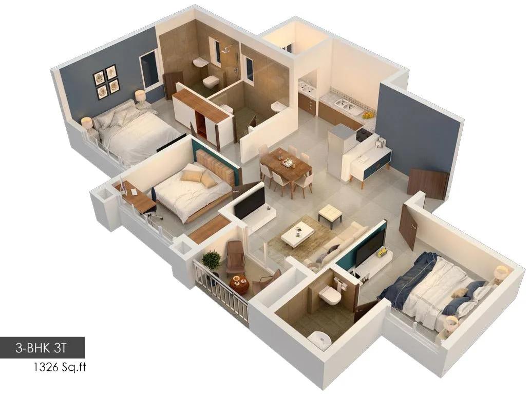 3 BHK – 1326 – Embassy Edge