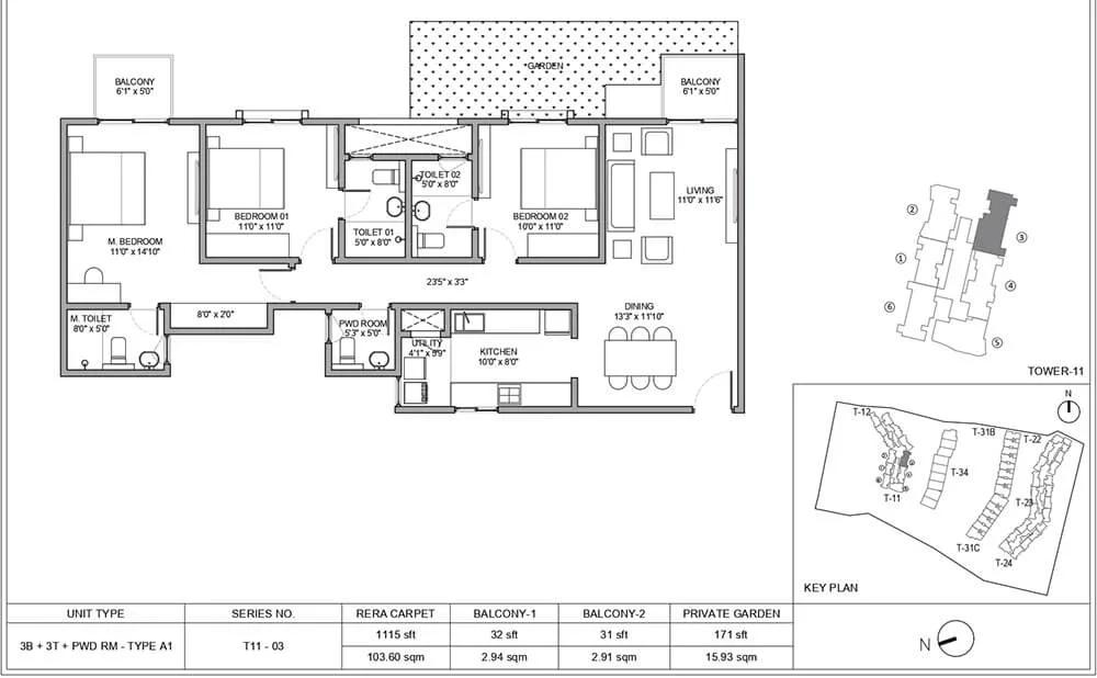 3BHK+3T+PWD 1115 - Birla Trimaya Phasse 2