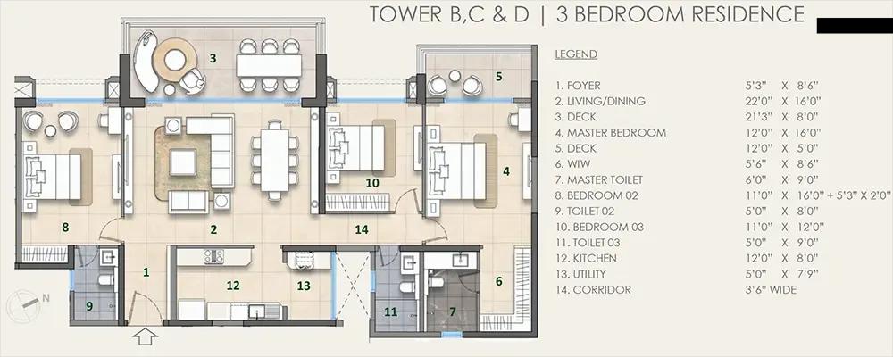 3bhk bcd fiorana @ lodha beaumont estate sadahalli