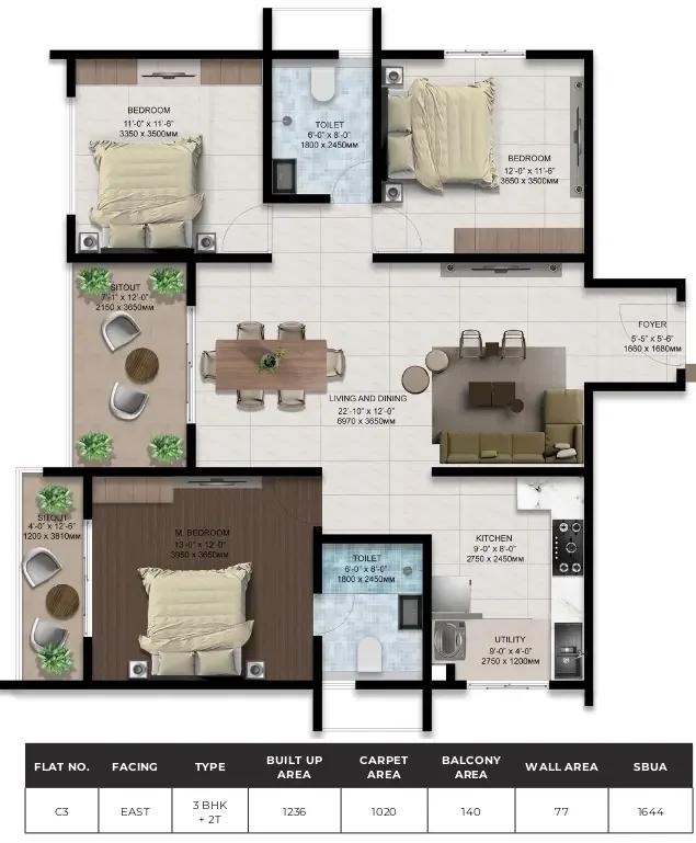 3bhk 1644 amberstone ventara sarjapur