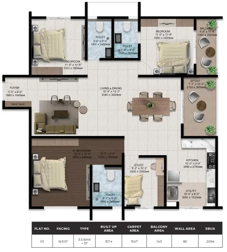 3.5bhk 2094 amberstone ventara sarjapur