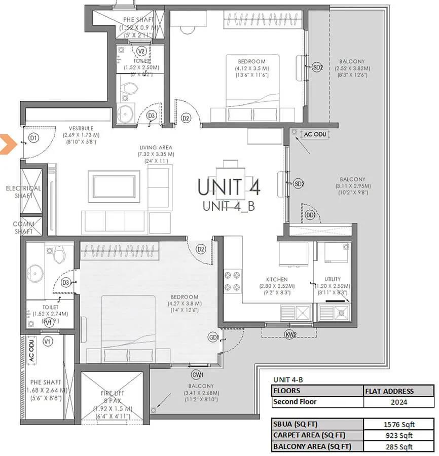 2BHK 1576 - Svamitva Soul Spring Codename HSR