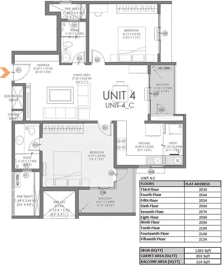 2BHK 1283 - Svamitva Soul Spring Codename HSR