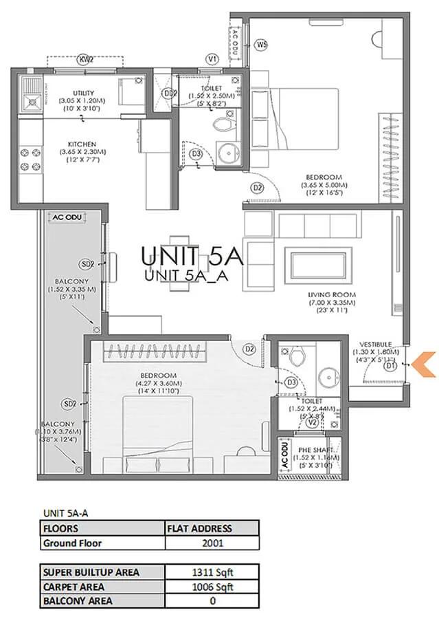 2BHK 1311 - Svamitva Soul Spring Codename HSR