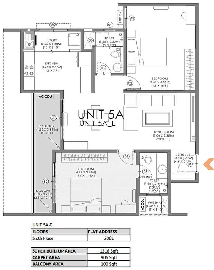 2BHK 1316 - Svamitva Soul Spring Codename HSR