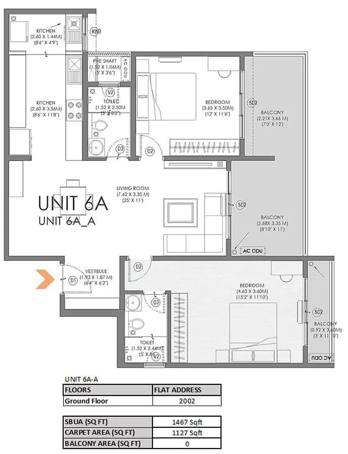 2BHK 1467 - Svamitva Soul Spring Codename HSR
