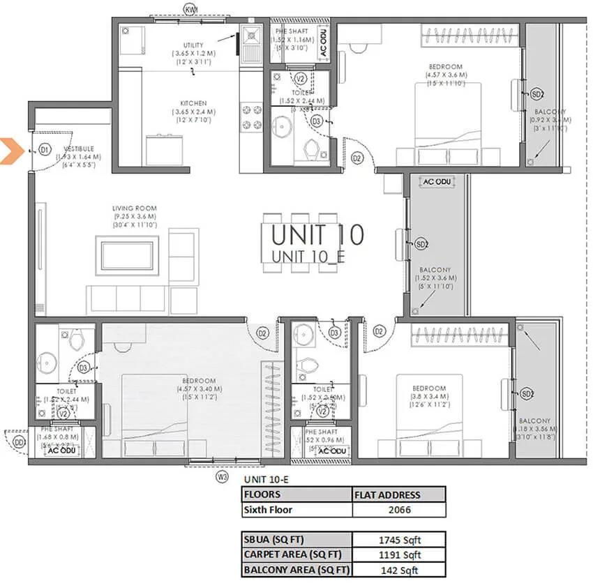3BHK 1745 - Svamitva Soul Spring Codename HSR