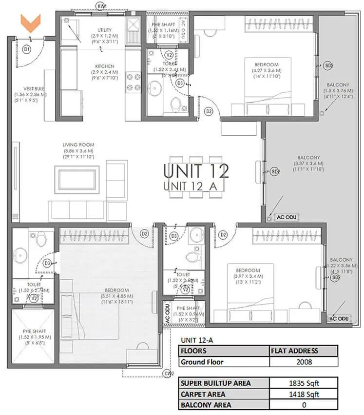 3BHK 1835 - Svamitva Soul Spring Codename HSR