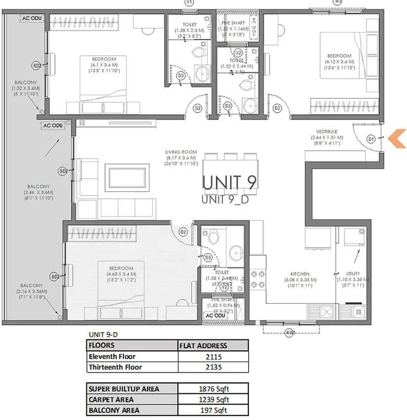 3BHK 1876 - Svamitva Soul Spring Codename HSR