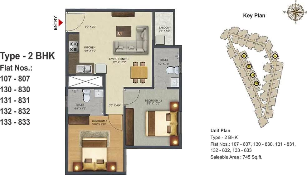 2 BHK - 745 - Sowparnika Pranathi