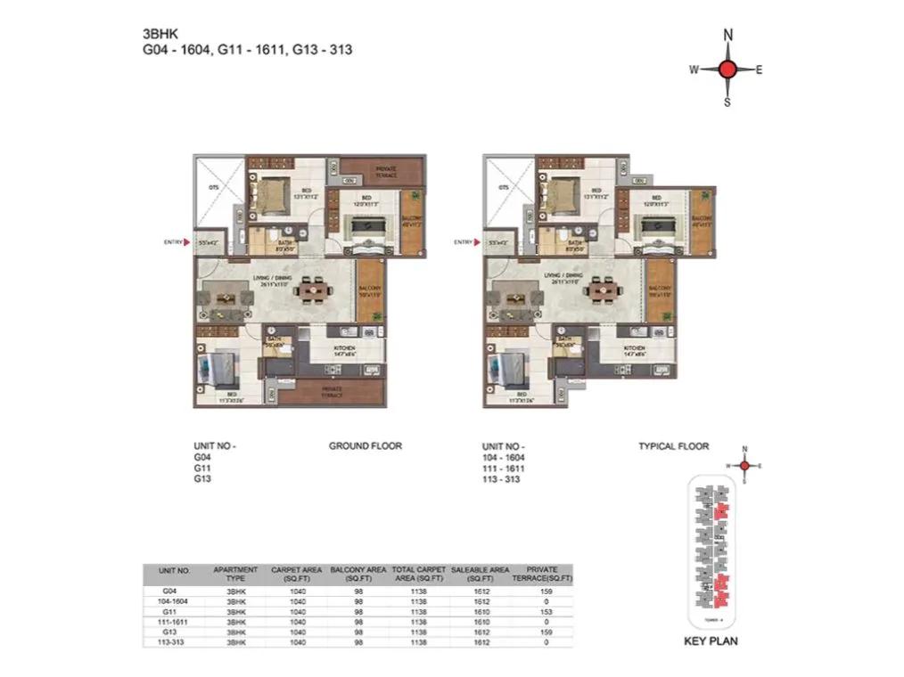 3BHK 1612 - Casagrand Casablanca