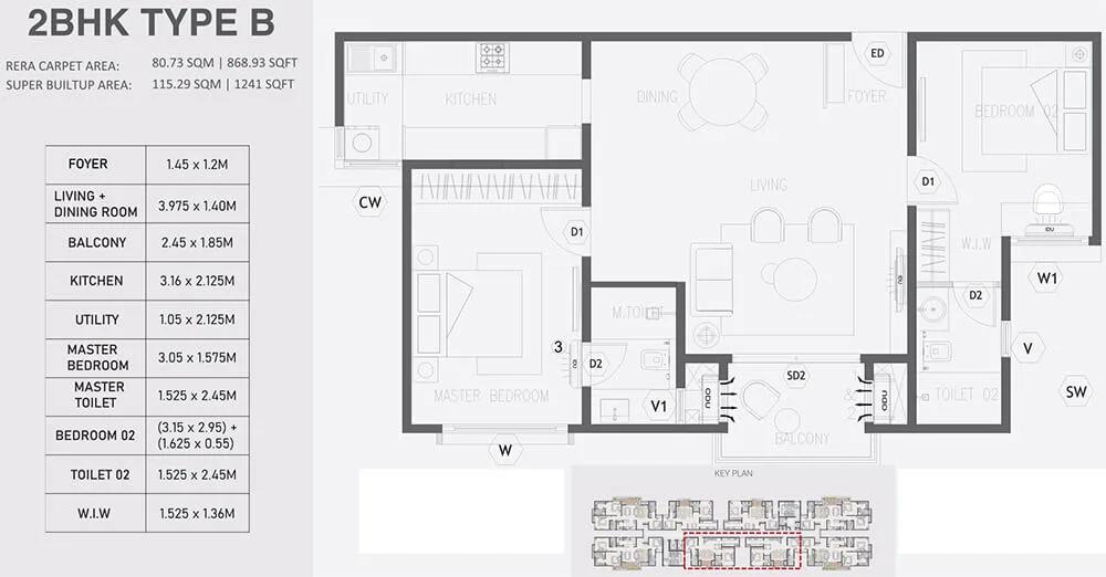 2BHK 1241 - Aratt Alchemy Essence Hennur