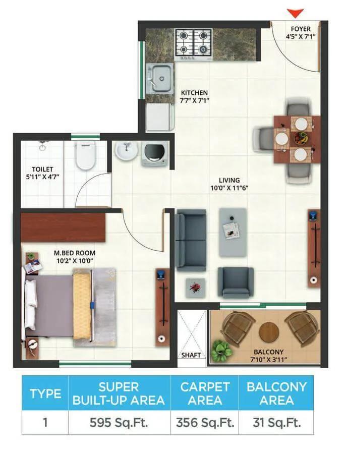 595 1BHK - Sattva Aeropolis