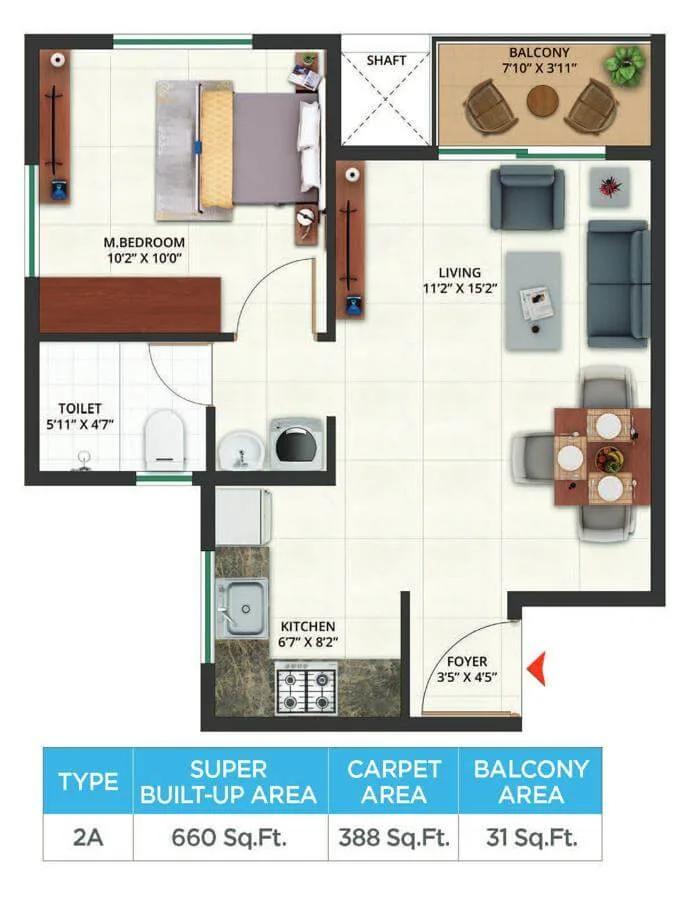 660 1BHK - Sattva Aeropolis