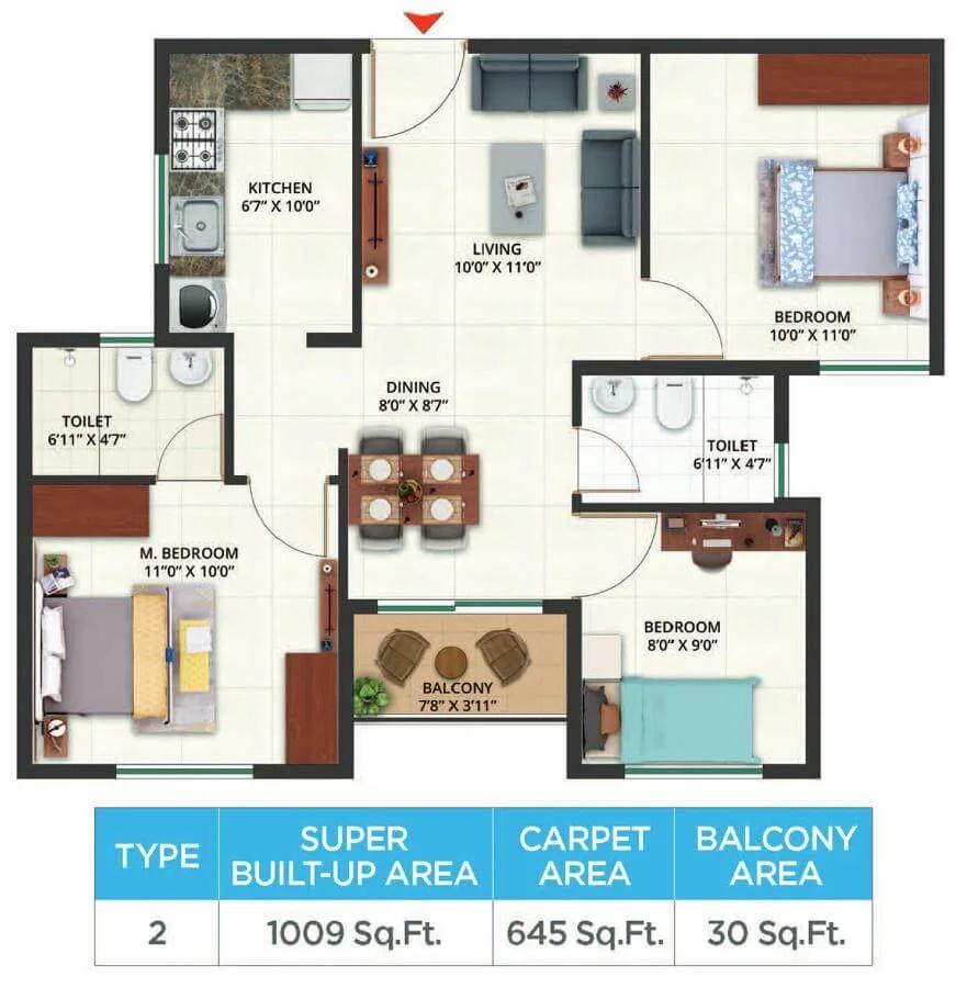 1009 3BHK - Sattva Aeropolis