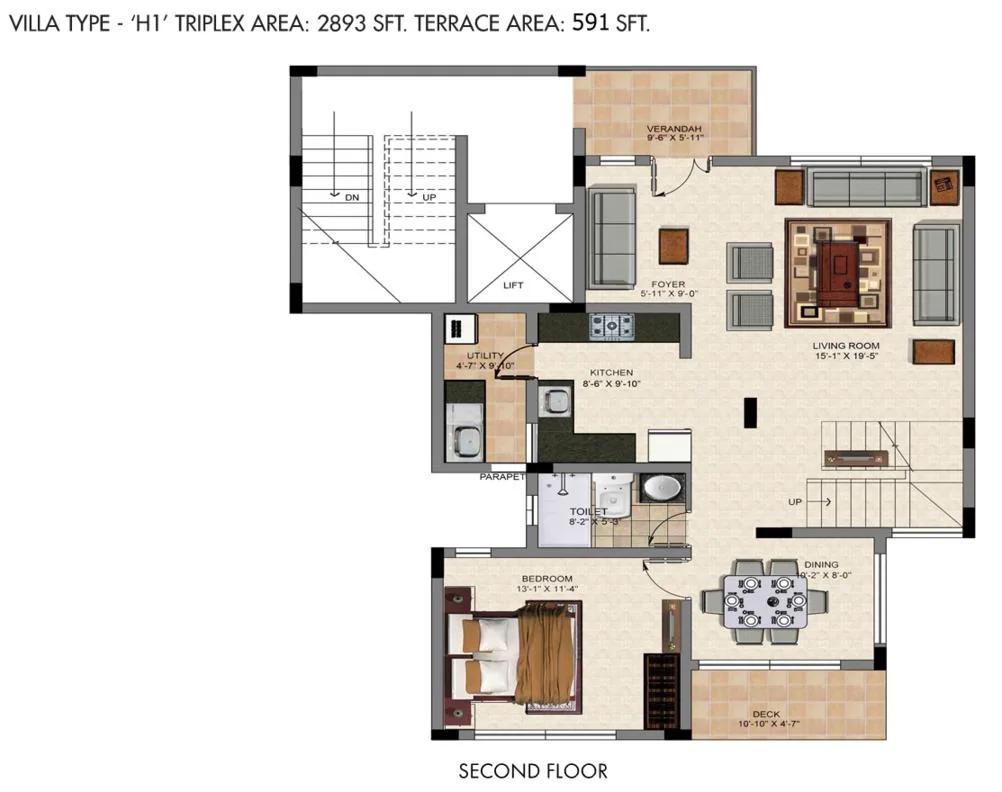 4 BHK – H1 – 2893 – 2nd – Valmark CityVille