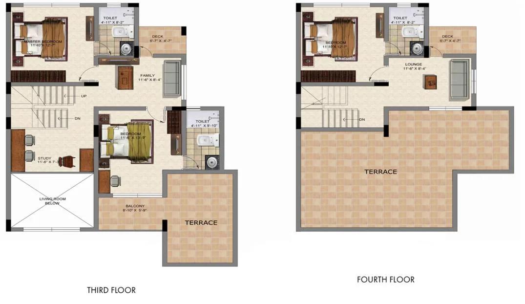 4 BHK – E1 – 2825 – 3rd,4th – Valmark CityVille