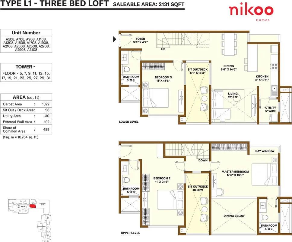 3 BHK Loft - 2131 - Nikoo Homes 4